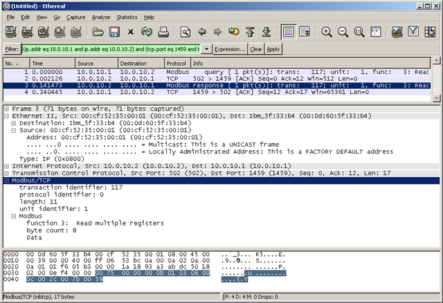 lwIP Modbus TCP frame
